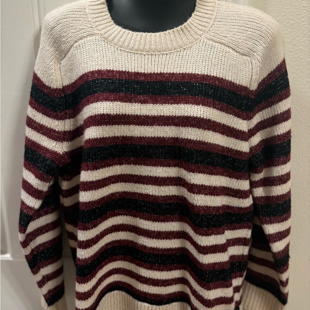 Striped Burgundy and Black Women's Sweater